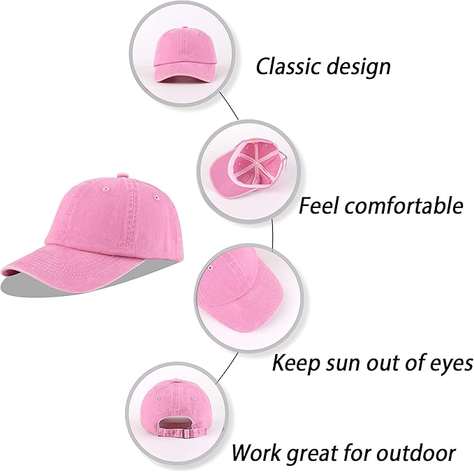 LANGZHEN Unisex Baseball Cap 100% Cotton Fits Men Women Washed Denim Adjustable Dad Hat