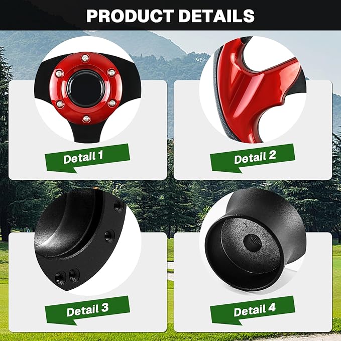 Golf Cart Accessories Steering Wheel D-bottom and Golf Adapter for YAMAHA Golf Carts Adapter Skid-(RED)