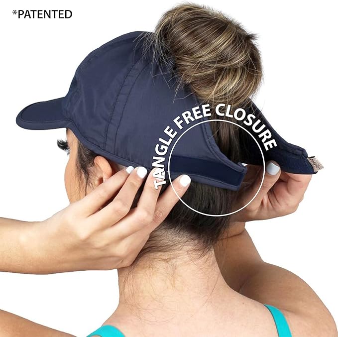 Ponyflo Women’s Ponytail Baseball Cap, Patented Active Feather-Light Hat with Open Back