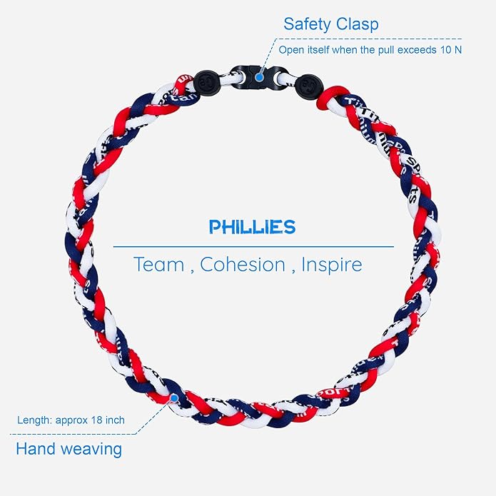 Baseball Rope Necklaces, League Team Colors Braided Necklace, Baseball Team Gifts