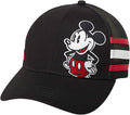 Disney Mickey Mouse Trucker Hat, Striped Snapback Baseball Cap for Men, Black, One Size