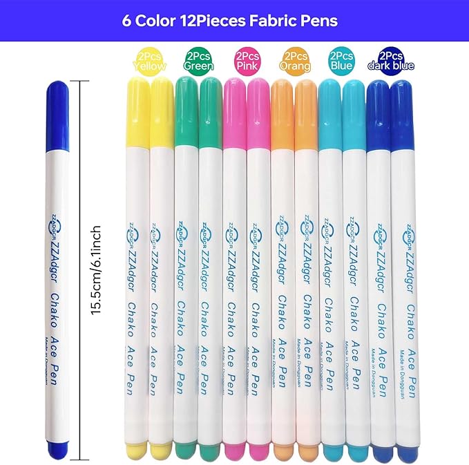 12 pcs Water-Erasable Fabric Pen Set - Image 3