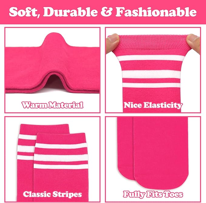 Sarfel Kids Soccer Socks Toddler Soccer Socks Girls Boys Soccer Socks Kids Tube Socks with Stripes Toddler Knee High Socks