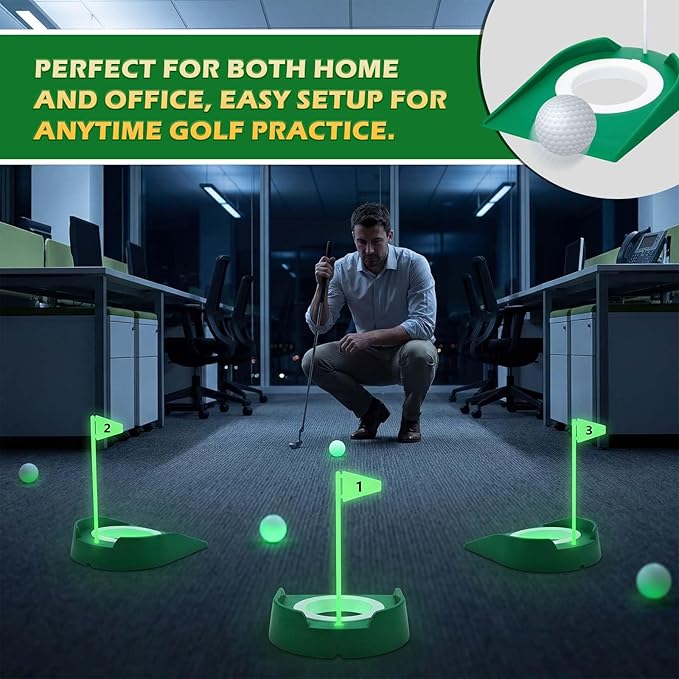 Sotiff Golf Putting Practice Cup Hole Training Aids Golf Accessories Training Putters with Plastic Flag for Adult Office Garage Yard Indoor Outdoor Practice