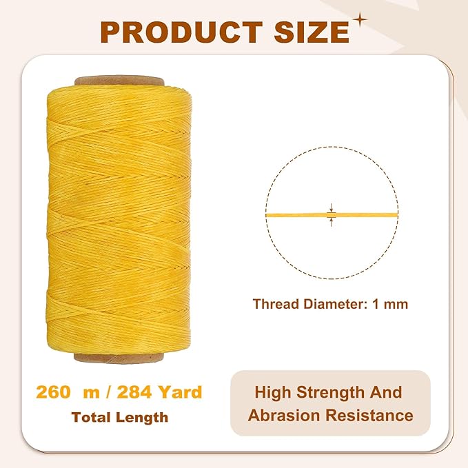PATIKIL 284 Yard Flat Waxed Thread 150D 1mm Leather Sewing Cord - Image 2