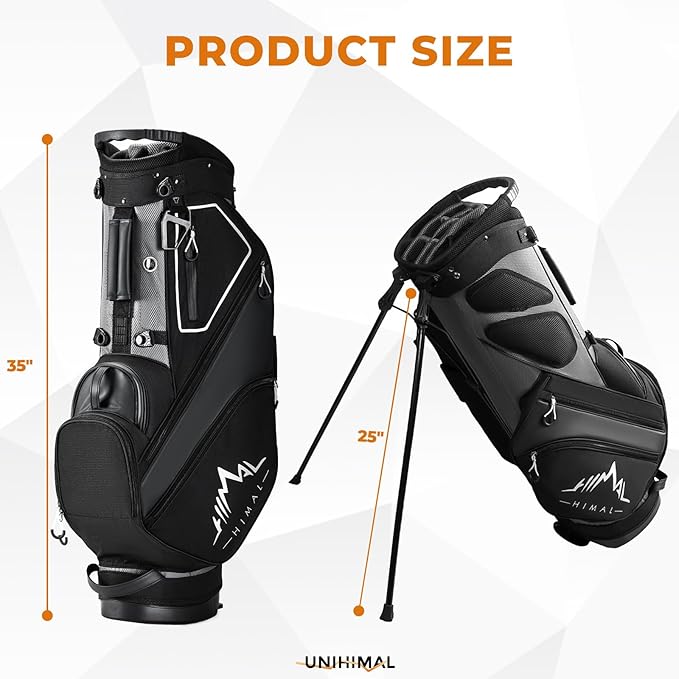 UNIHIMAL 14 Way Dividers Golf Stand Bag Lightweight, Golf Bag for Men Women with Multiple Pockets, Dual Strap and Rain Cover Hood