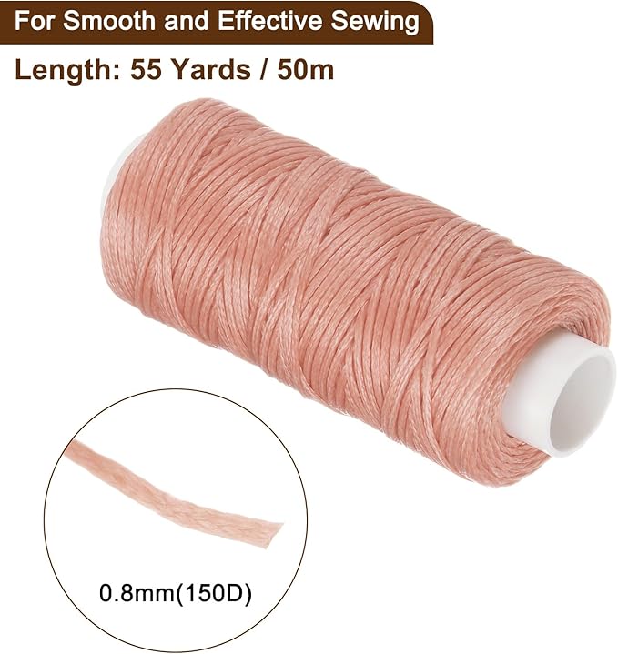 uxcell Leather Sewing Waxed Thread, 55 Yards / 50m 0.8mm 150D Flat Polyester - Image 2