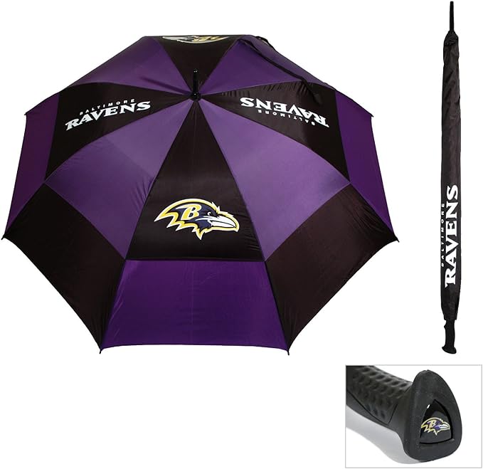 Team Golf NFL San Francisco 49ers Golf Umbrella 62" Golf Umbrella with Protective Sheath, Double Canopy Wind Protection Design, Auto Open Button