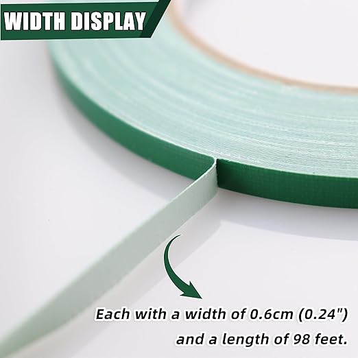 2 PCS Green Floral Tape, 0.25" Flower Stem Wrap Tapes, Waterproof Florist Tape - Image 2