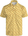 HUURAY Funny Golf Polos for Men Funny Print Short Sleeve Shirts Quick Dry Polo Shirts Hawaiian Shirt Performance Golf Outfits