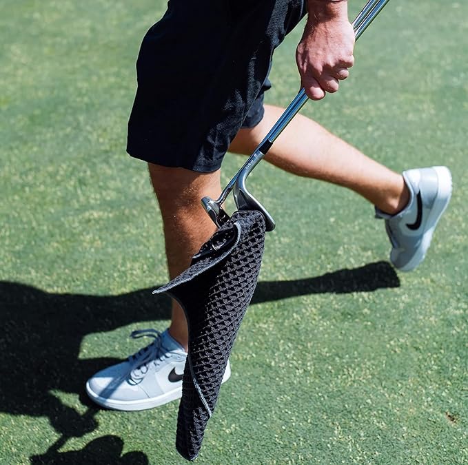 Blue Tees Golf Premium Magnetic Towel - Super Strong Magnet - Microfiber Waffle Design - Silicone Brush - Groove Cleaner - Bag Buckle - Standard & Caddy Sizes