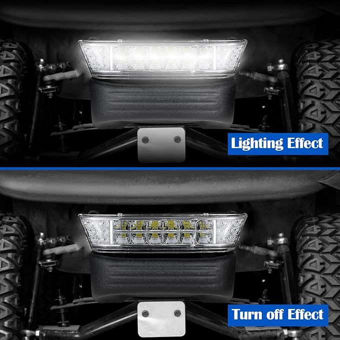 NOKINS Club Car Precedent Light Kit with Bumper for Club Car Precedent 2004-UP Electric Gas Golf Cart - 12V LED Headlight & Turn Signal Light(Fit #102524800/1025248-01) (Single Front Light)