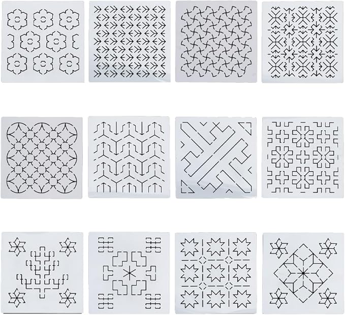 FREEBLOSS Sashiko PET Stencils by FreeandCreativeCraftsArt