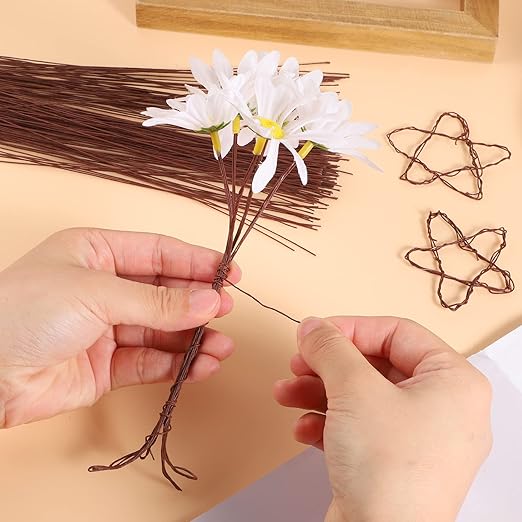 200 Pcs Floral Wire 26 Gauge Crafts Wire Florist Flower Wire Stems Brown Floral - Image 4