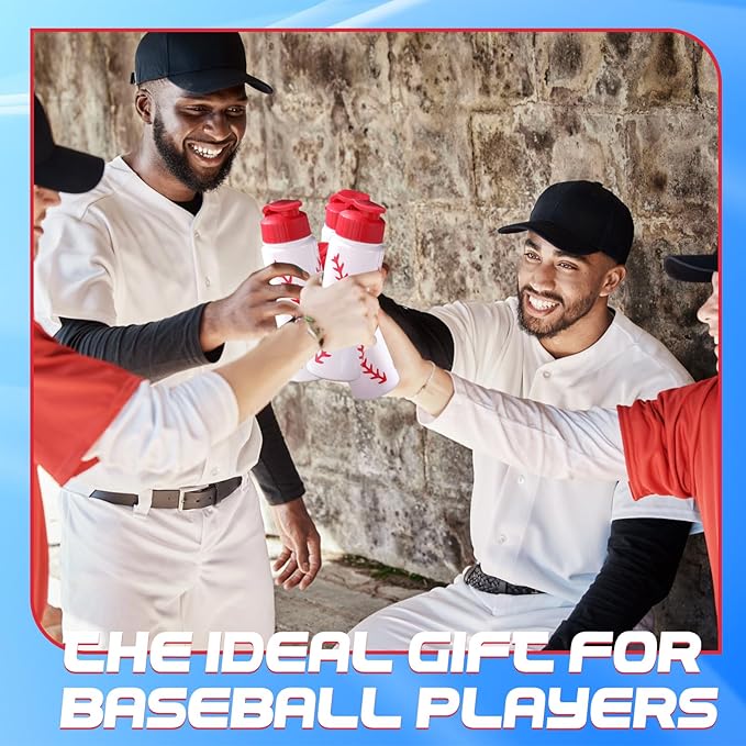 Olgaa 16 Pcs Baseball Water Bottle Bulk 20 oz Baseball Reusable Water Drink Bottles Sports Accessories for Party Favor Players Lovers Team Gifts