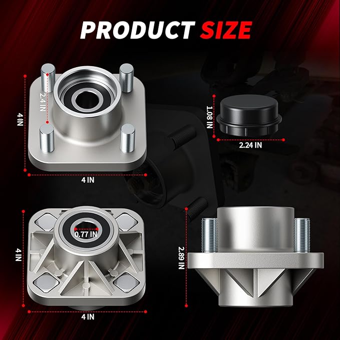Golf Cart Front Wheel Hub Assembly for Club Car DS & Precedent 2003-Up, Club Car Front Wheel Bearing Hubs with Dust Cover, OEM# 102357701, 2PCS