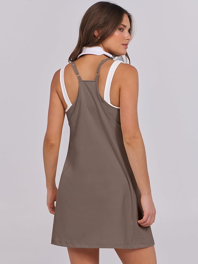 ANRABESS Women Summer Dress 2026 Beach Vacation Outfits Tennis Athletic Workout Romper Dress Built in Shorts Travel Clothes