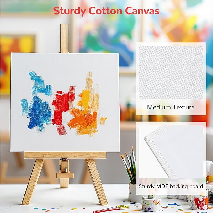 Small Canvas Boards for Kids Painting 56Pcs of 5x5, 10x10 inch Flat Square - Image 4