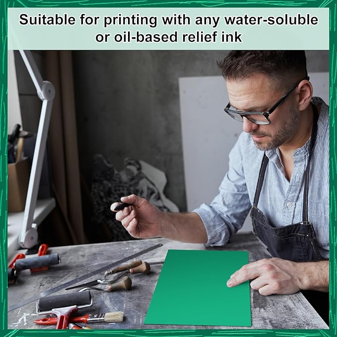 Yeaqee 8 Pcs 8 x 10 Inch Linoleum Block Rubber Carving Block Soft Linocut - Image 5