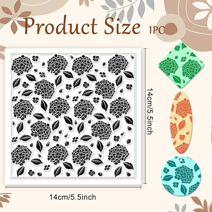 CHGCRAFT Hydrangea Texture Polymer Clay Texture Sheets Flowers Leaves Pattern - Image 2