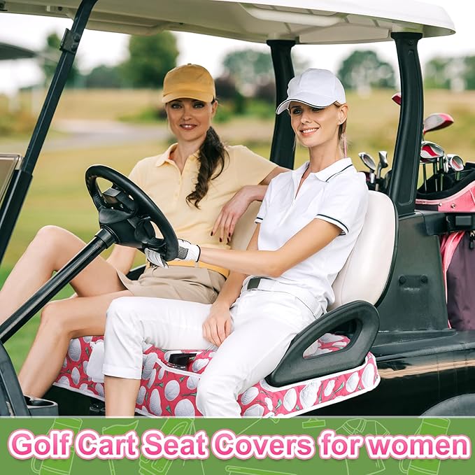 2 Pack Golf Cart Seat Covers Funny Seat Towel Blanket with 2 Large Front Pockets & Non Slip Backing Universal Fit for 2 Person Golf Cart 52" x 30"