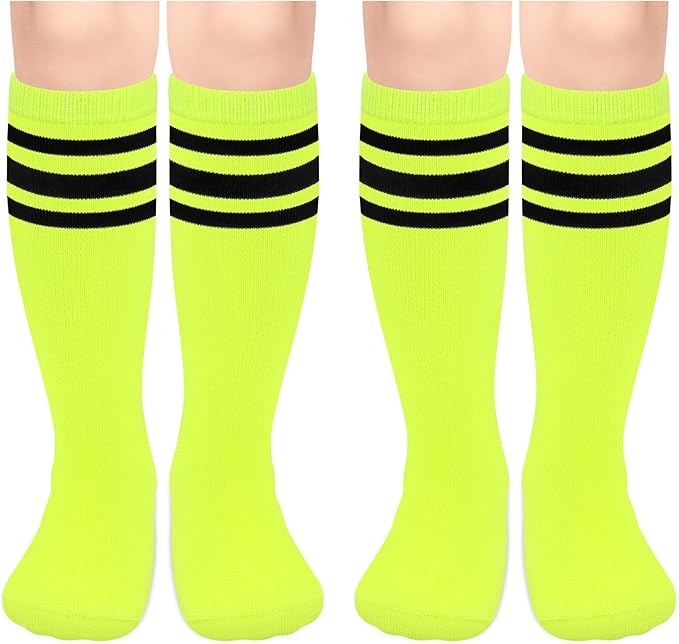 Sarfel Kids Soccer Socks Toddler Soccer Socks Girls Boys Soccer Socks Kids Tube Socks with Stripes Toddler Knee High Socks