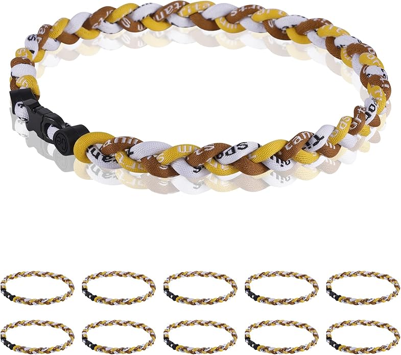 12 Pack Baseball Necklace 18inch, Team Gift for Baseball Funs, Three Braided Titanium Tornado Rope Design, with Muti - Color for Pick