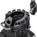 Tangkula Golf Cart Bag with 14-Way Full Length Dividers, 6 Molded Lock Top Golf Club Bag with 11 Pockets, Cooler Bag, Padded Strap, Handles, Umbrella Holder & Rain Hood