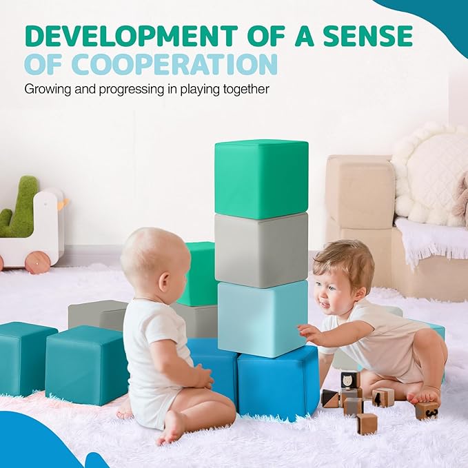 Foam Building Blocks for Kids: 12-Pieces PU Leather Colorful Foam Blocks - Image 6