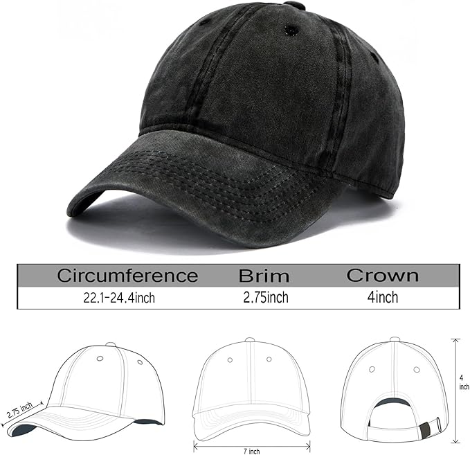 Edoneery Men Women Baseball Cap-Low Profile Adjustable Washed Cotton Golf Dad Hat