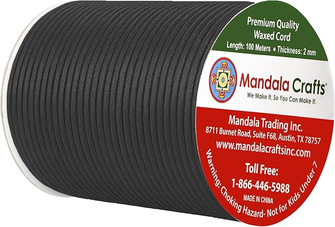 Mandala Crafts 2mm 109 Yards Dim Gray Cotton Waxed Cord - Image 2
