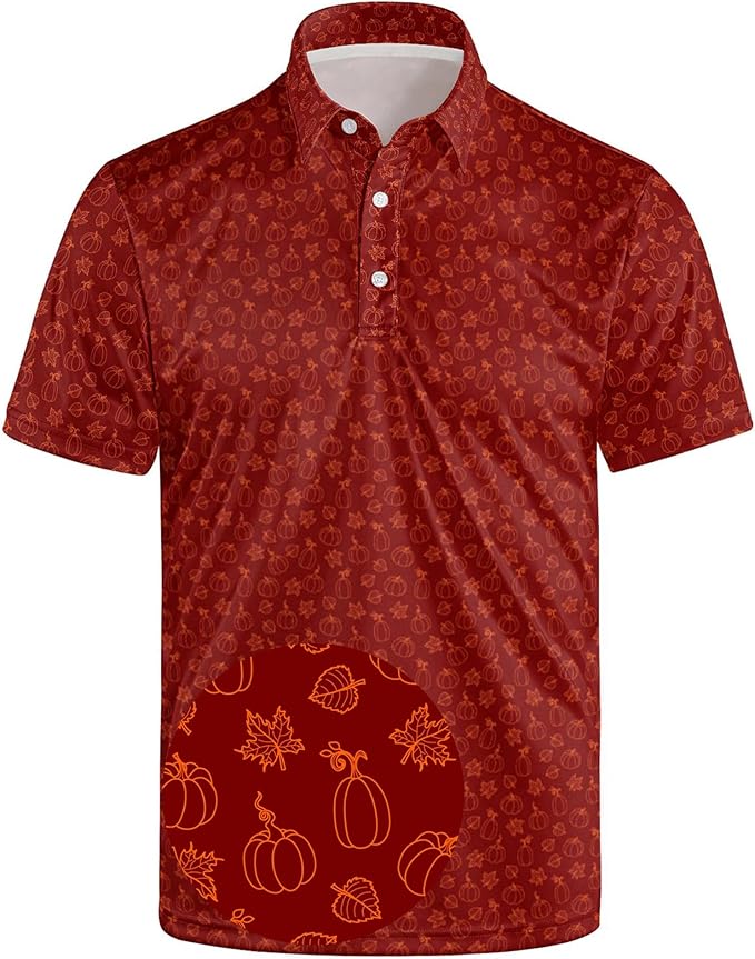 Golf Polo Shirts for Men Funny Print Short Sleeve Golf Shirts Performance Golf Polos