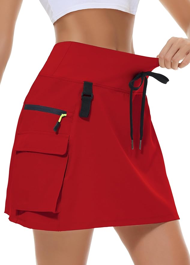 MIVEI Skorts for Woman - Hiking Cargo Skorts with Zipper Pockets, High Waisted Quick Dry Golf Workout, Dressy Casual