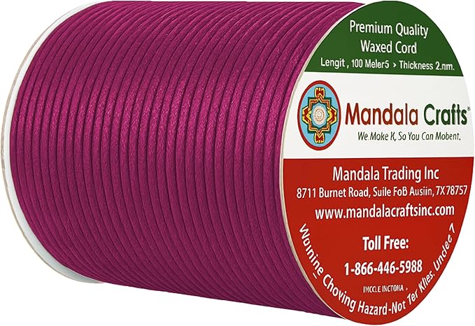 Mandala Crafts 2mm 109 Yards Dark Violet Cotton Waxed Cord - Image 2