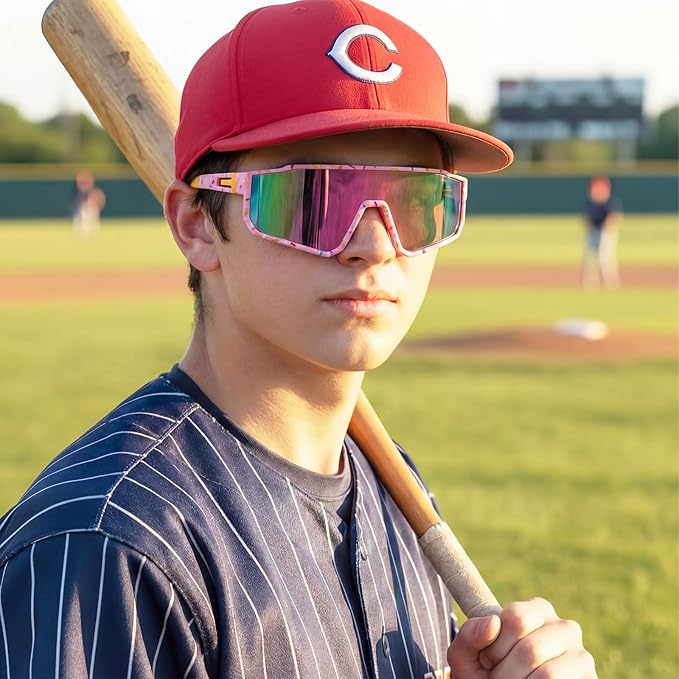 Kingdder 3 Pcs Baseball Ice Cream Drip Sunglasses for Youth Sunglasses for Sport Softball Cycling Baseball Golf