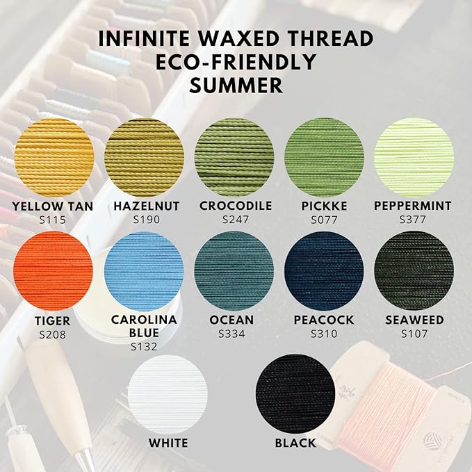 Bonded & Round Waxed Threads, 3-PLY Round Thread 12 Colors 384 Yards - Image 2