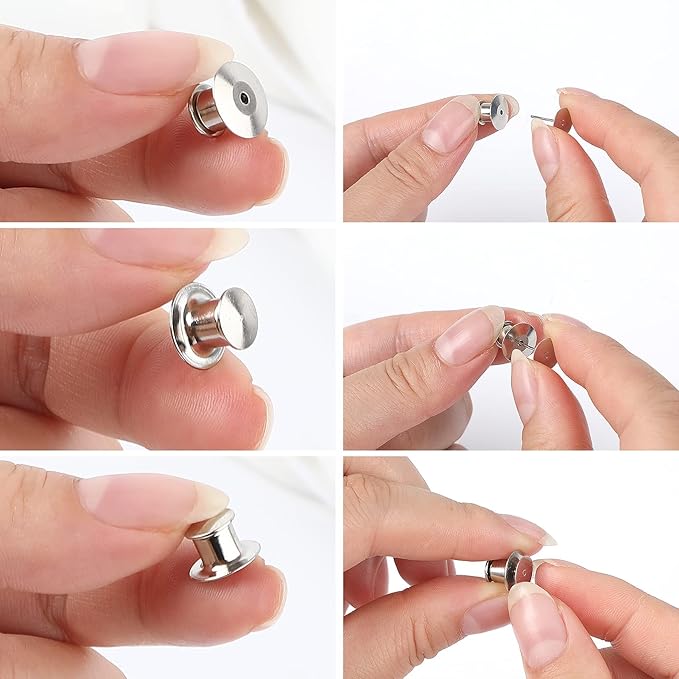 DECYOOL 75 Pieces Metal Pin Backs Locking Pin Keepers Locking Clasp - Image 4
