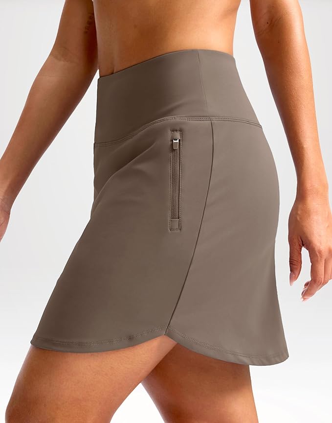 G Gradual 18" Golf Skirts for Women Zipper Pockets Mid Length Skort with Shorts Underneath High Waist Tennis Pickleball