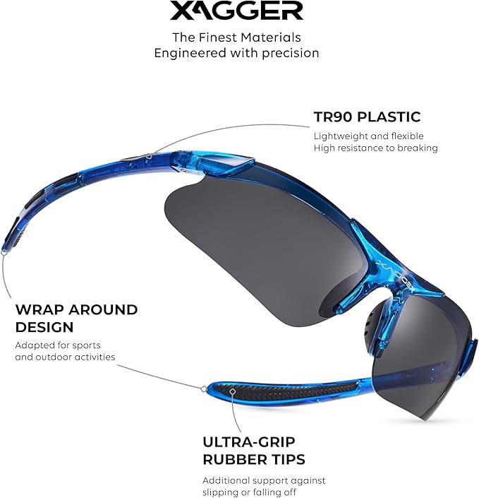 Xagger Kids Youth Polarized Sports Sunglasses for Boys Girls Baseball Softball Glasses TR90 Frame