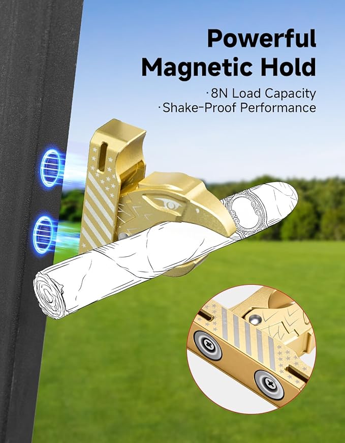 KEMIMOTO Magnetic Holder for Golf Cart, Universal Fit for 35-60 Ring, Powerful Magnetic Hold, Stylish Design, Gold