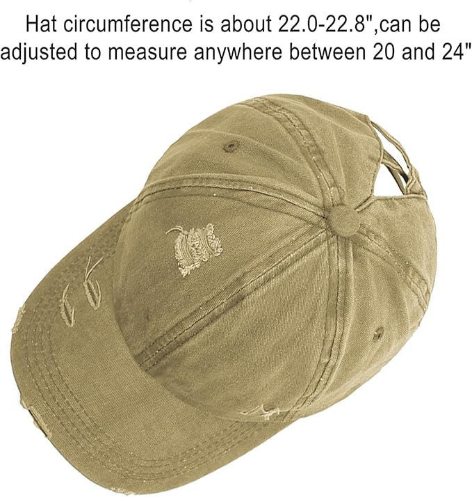 Womens Criss Cross Ponytail Baseball Cap Distressed Ponytail Hat High Messy Bun Trucker Ponycap for Outdoor Sports