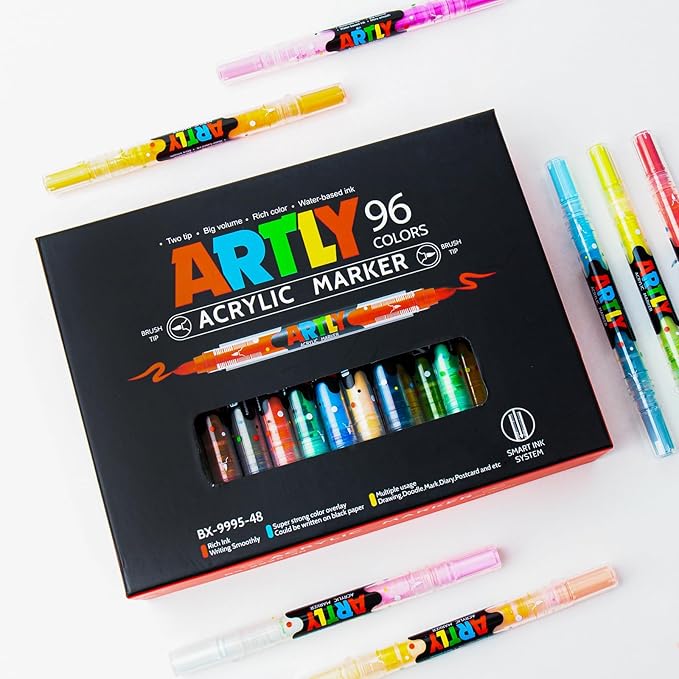 96 Colors Paint Markers, Dual-Color Acrylic Pens - Image 2