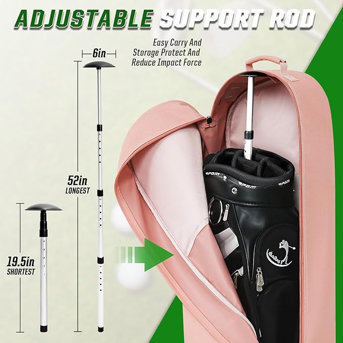 DAREKUKU Golf Travel Bags for Airlines with Adjustable Support Rod and Detachable Shoulder Straps, Hard case Top Soft Foldable Golf Club Travel Covers