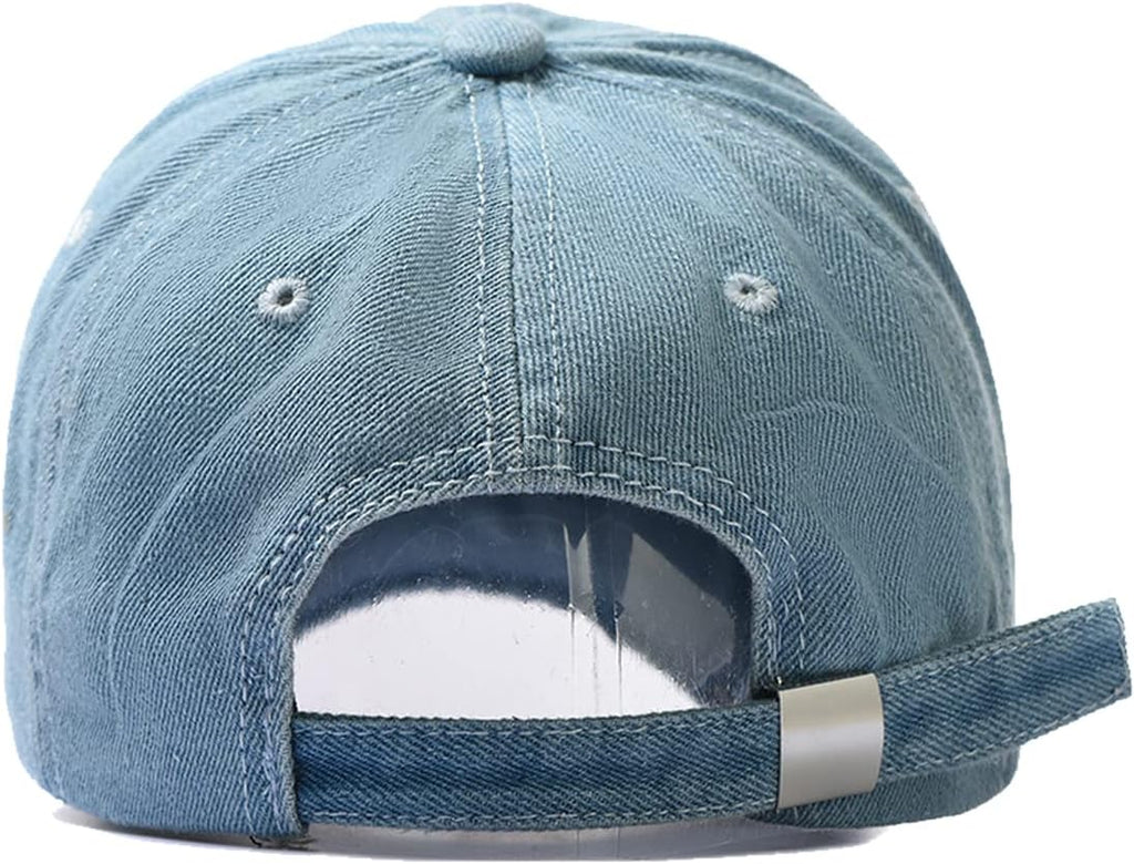 Unisex Ripped Distressed Denim Ring Baseball Cap Hip Hop Vintage Dad Hat Adjustable