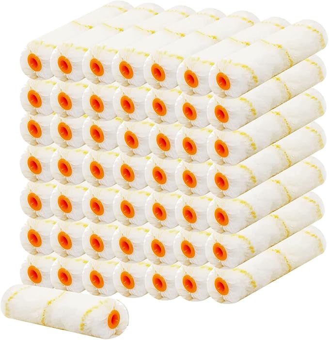 50 Pieces Paint Roller Cover, 6 inch Microfiber Roller Covers, Washable Covers by Hubaow