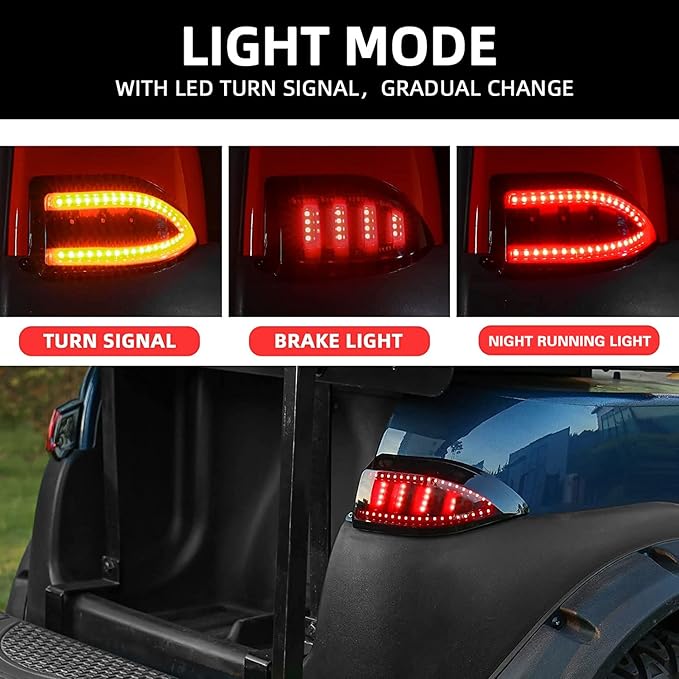 NOKINS Golf Cart LED Tail Lights for Club Car Tempo/Precedent, Deluxe Brake Light,12 Volt Universal Replacement Accessories Gas & Electric Models