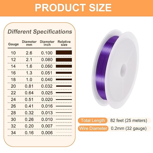 HARFINGTON 82ft Jewelry Wire, 32 Gauge Brass Craft Soft Metal Tarnish Resistant - Image 2