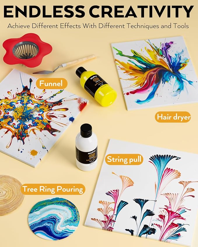 Nicpro 14 Colors 8.45oz Acrylic Pour Paint Supplies Kit, Large Volume Premixed - Image 6