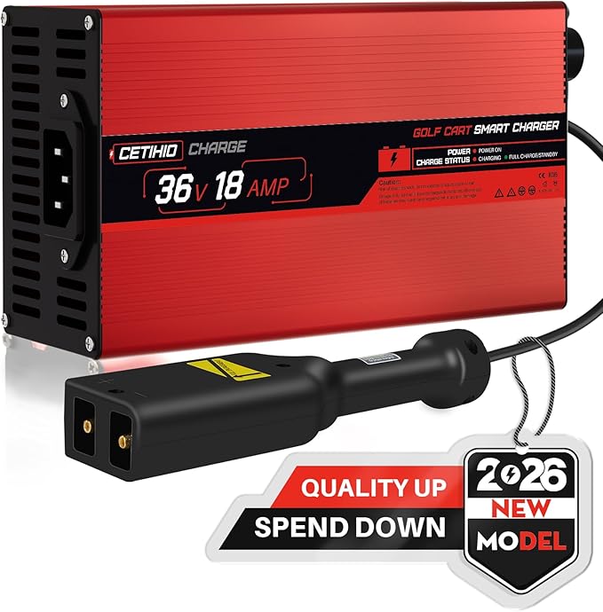 36 Volt Golf Carts Battery Charger for EZGO TXT, Trickle Charger 3.0 Technology, 18 AMP, 4-6 hrs Full Charge, Replace EZGO D-Plug, 16FT