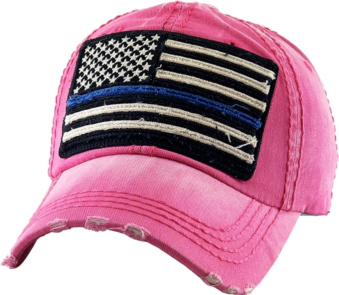 KBETHOS Flag USA America Military Thin Blue Line Thin Red Line Vintage Distressed Baseball Cap Dad Hat Unisex Adjustable…